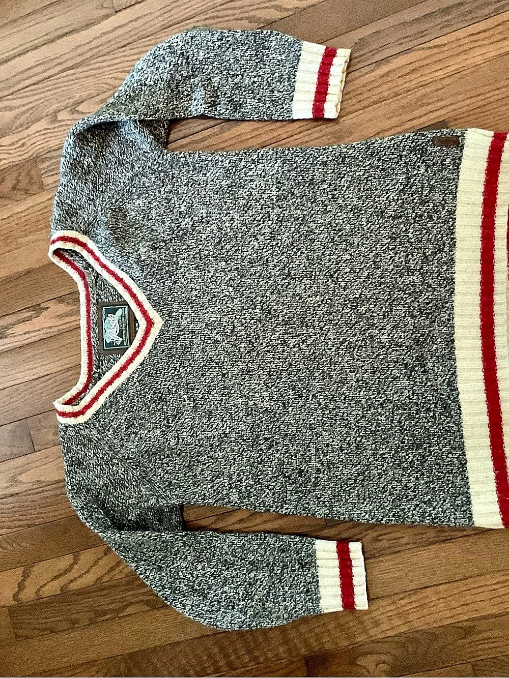 Roots Gray & Red Crewneck Sweater